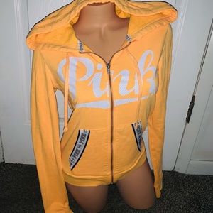 Victoria’s Secret Pink orange zip up hoodie